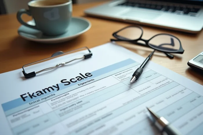 Document de grille salariale posé sur un bureau avec stylo et calculatrice dans un contexte de gestion associative