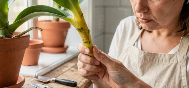 Que faire si la tige de mon orchidée jaunit : causes et solutions efficaces